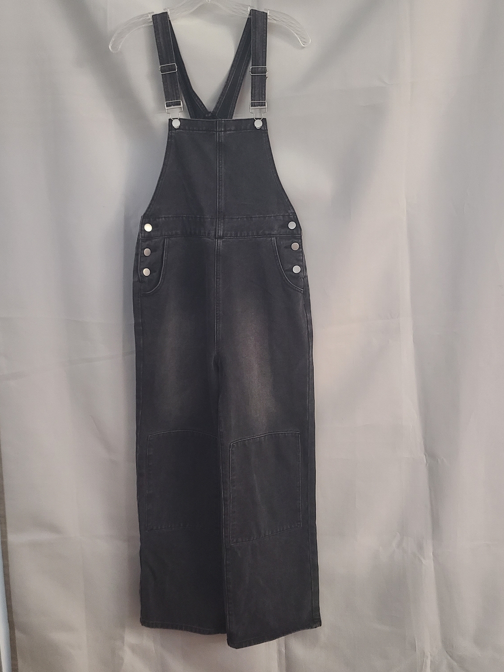 Cider Sz XS Charcoal Black Denim Wide Leg Casual Overalls